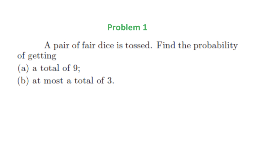 Answered: Problem 1 A Pair Of Fair Dice Is… | Bartleby