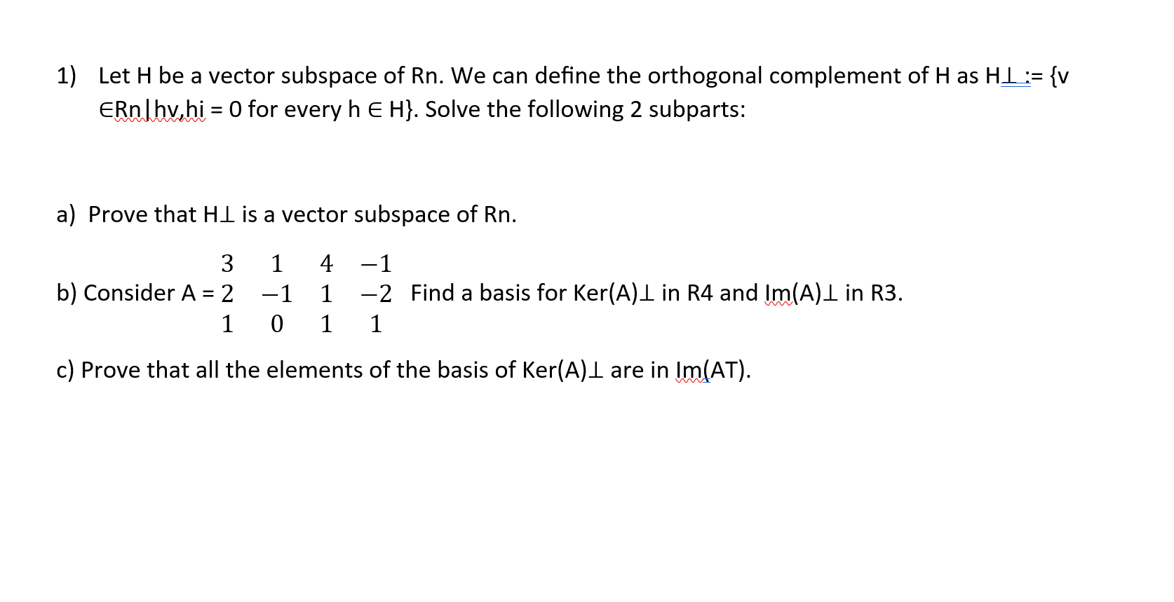 subspace definition vector