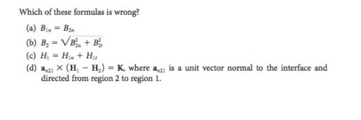 Answered Which Of These Formulas Is Wrong A Bartleby