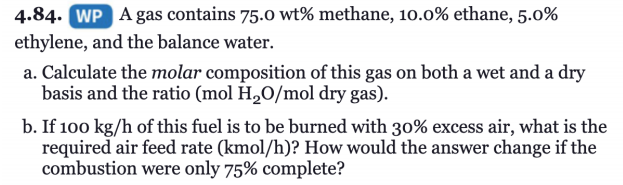 Answered: 4.84. WP A Gas Contains 75.0 Wt%… | Bartleby