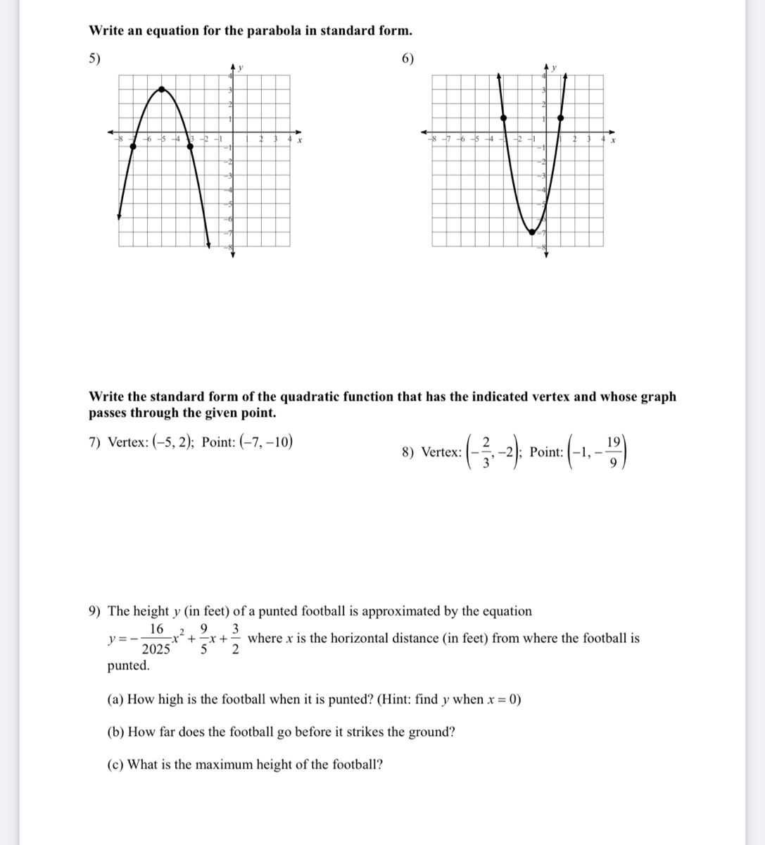 Answered: Write an equation for the parabola in… | bartleby