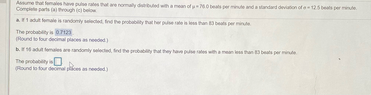 Answered Assume That Females Have Pulse Rates Bartleby