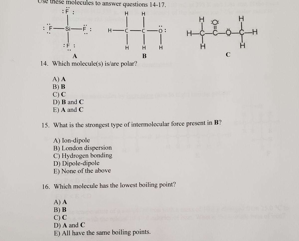 Answered Use These Molecules To Answer Questions Bartleby