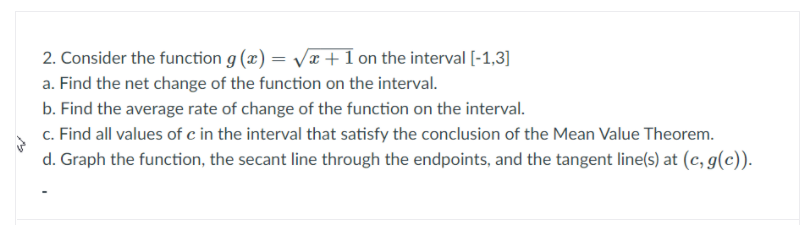 Answered 2 Consider The Function G X Vae 1 Bartleby