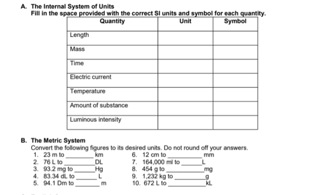 Answered B The Metric Systom Convert The Bartleby