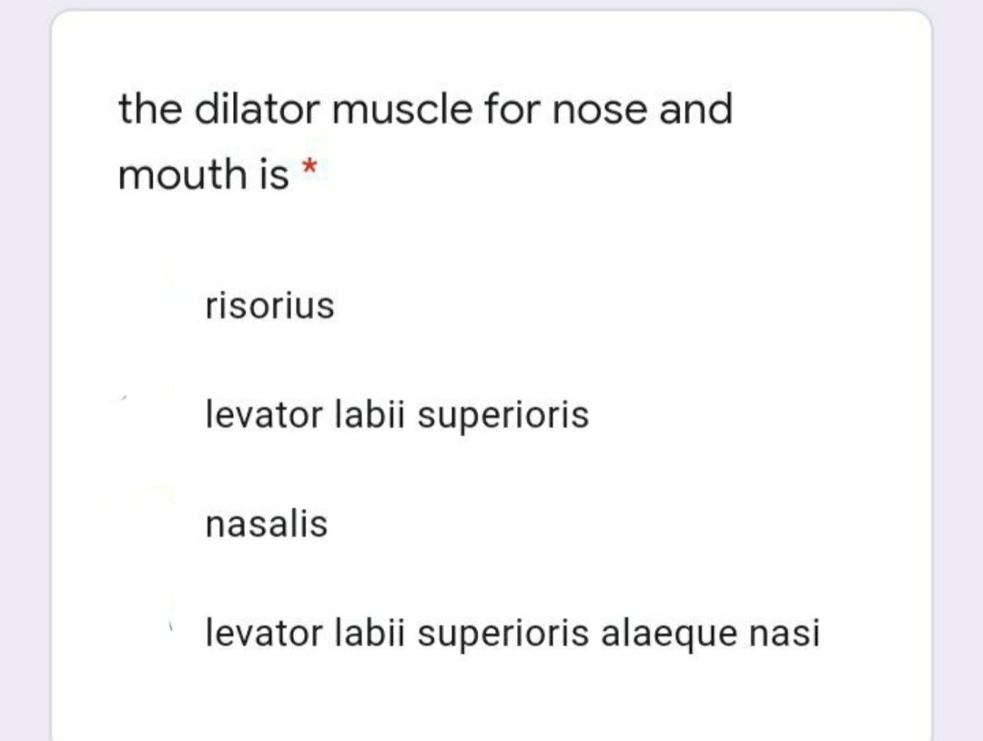 Answered: the dilator muscle for nose and mouth… | bartleby