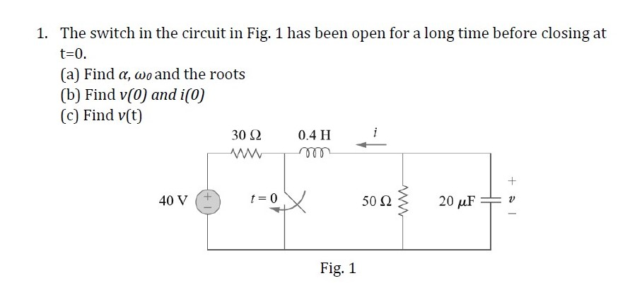 Answered 1 The Switch In The Circuit In Fig 1 Bartleby