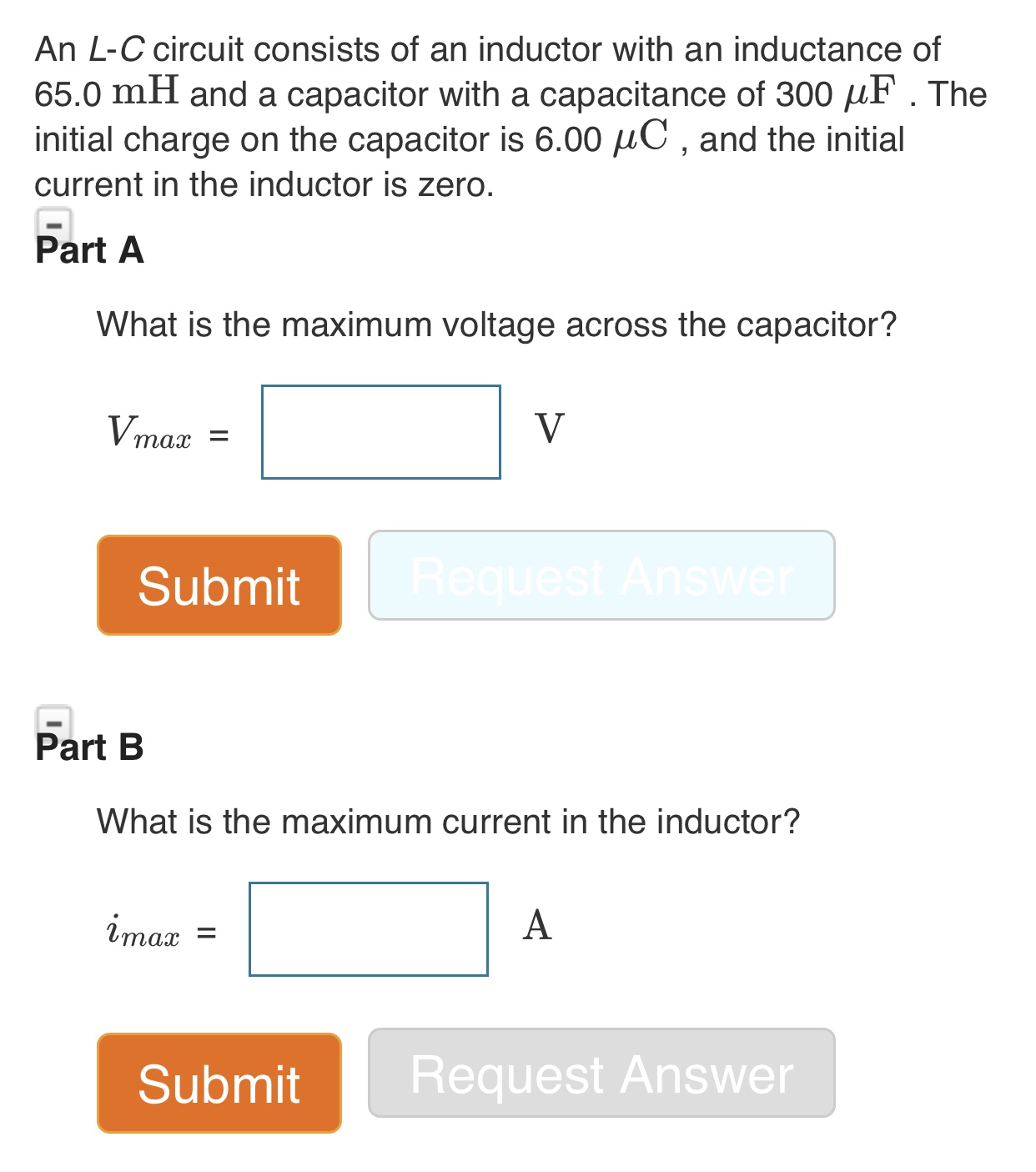 Answered An L C Circuit Consists Of An Inductor Bartleby