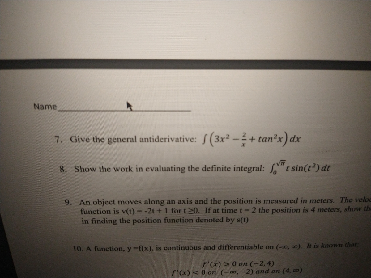 Answered Give The General Antiderivative S 3x Bartleby