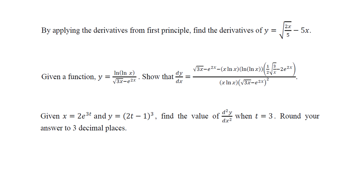 Answered 2x By Applying The Derivatives From Bartleby