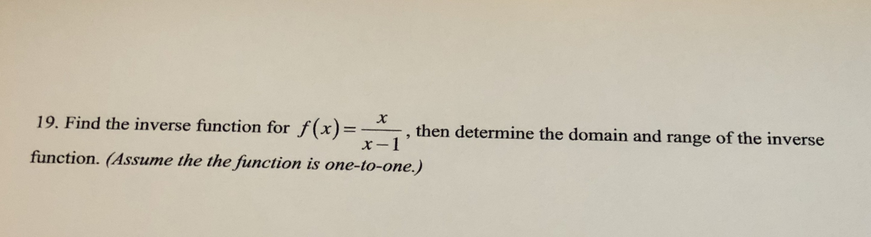 Answered 19 Find The Inverse Function For F X Bartleby