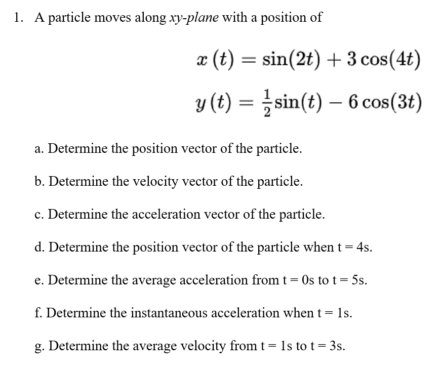 Answered 1 A Particle Moves Along Xy Plane With Bartleby