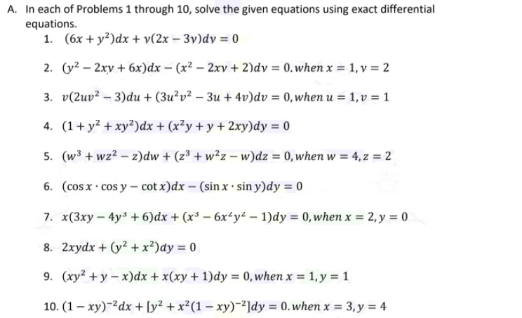 Answered A In Each Of Problems 1 Through 10 Bartleby