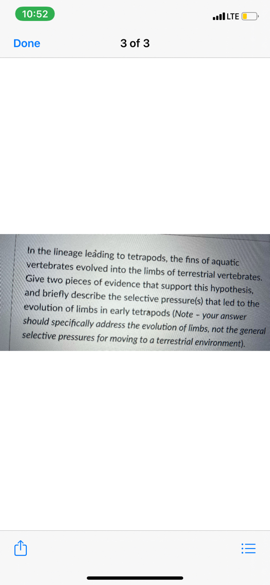 Answered: In the lineage leåding to tetrapods,… | bartleby