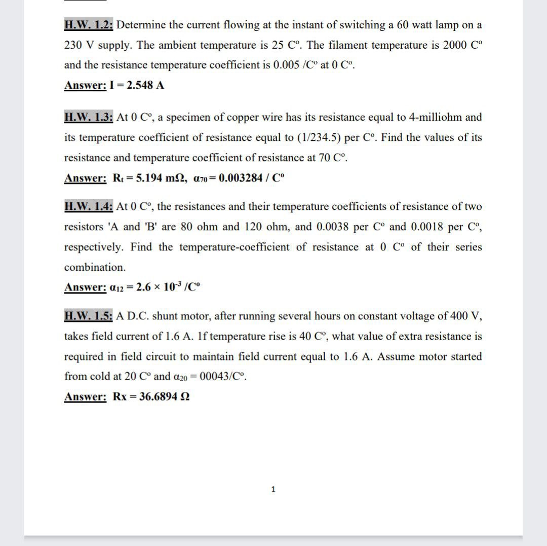 Answered H W 1 2 Determine The Current Flowing Bartleby