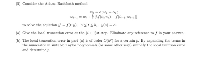 Answered O Consider The Adams Bashforth Method Bartleby