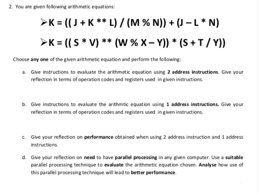 Answered 2 You Are Given Following Arithmetic Bartleby