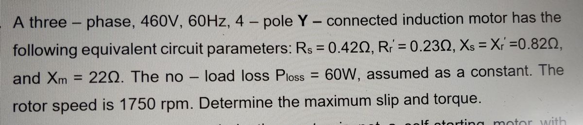 Answered A Three Phase 460v 60hz 4 Pole… Bartleby