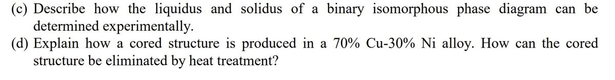 Answered: (c) Describe how the liquidus and… | bartleby