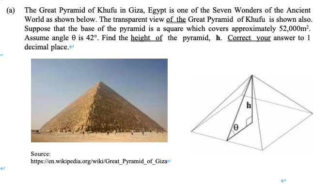 Answered: ) The Great Pyramid of Khufu in Giza,… | bartleby