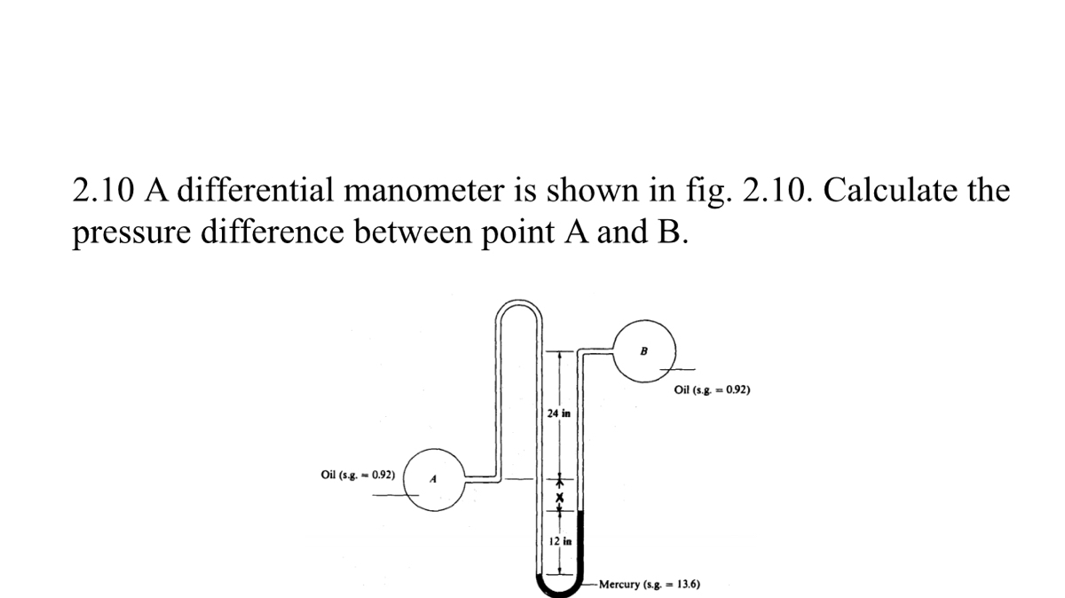 Answered 2.10 A differential manometer is shown… bartleby