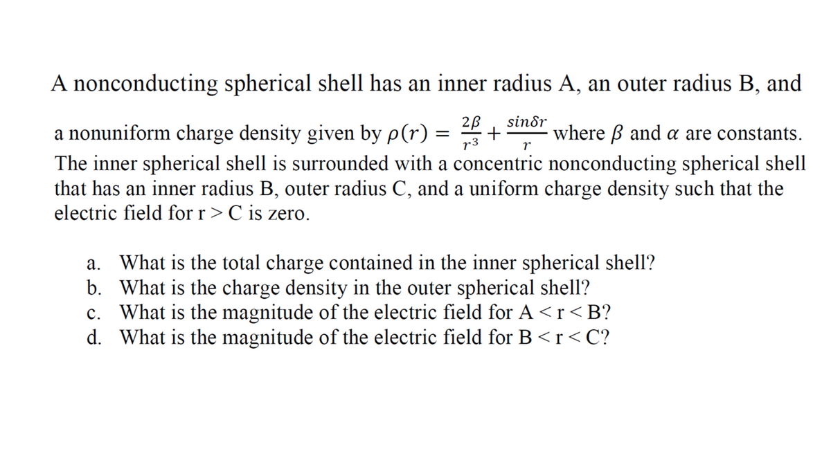 Answered A Nonconducting Spherical Shell Has An Bartleby