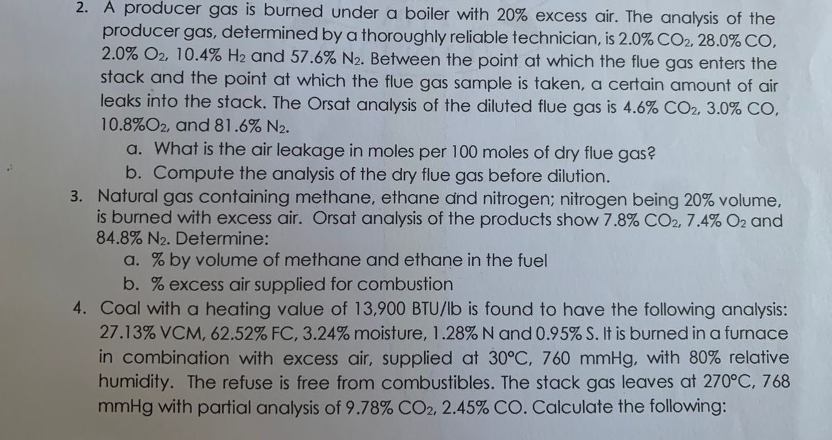 Answered: A producer gas is burned under a boiler… | bartleby