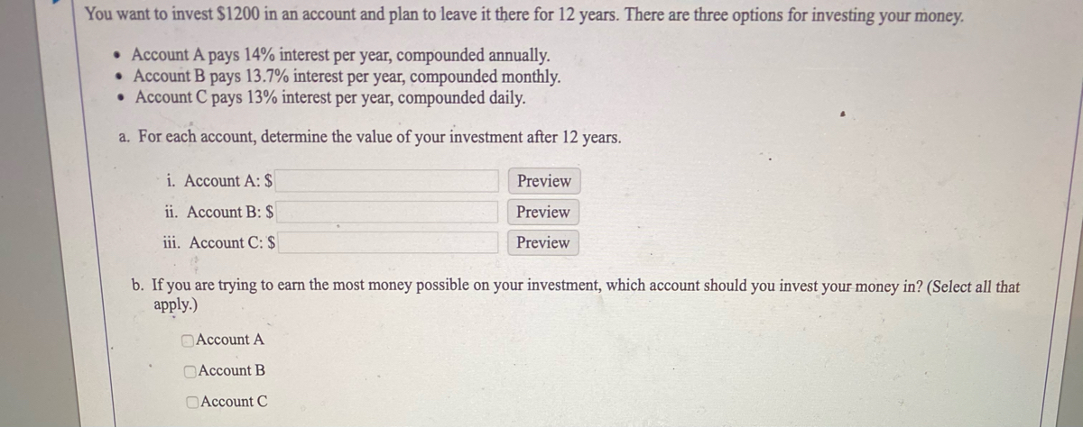 Answered: You Want To Invest $1200 In An Account… | Bartleby