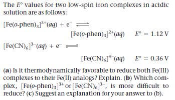 Answered The E Values For Two Low Spin Iron Bartleby