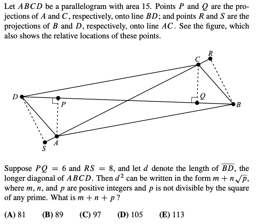 Answered Let Abcd Be A Parallelogram With Area Bartleby