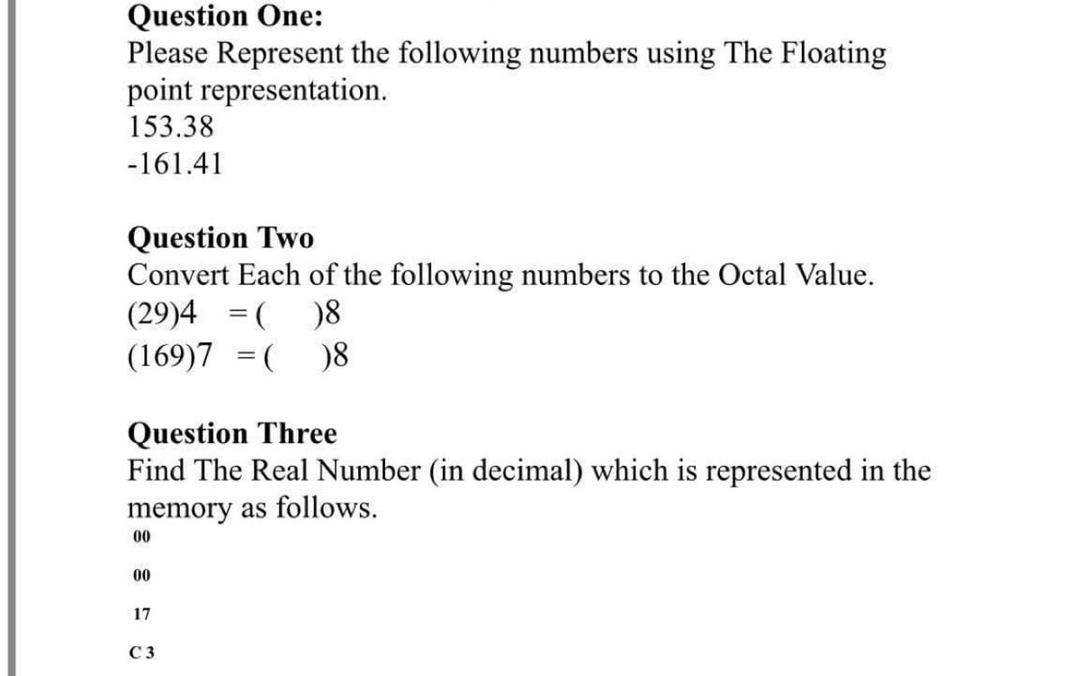 Answered: Question One: Please Represent the… | bartleby