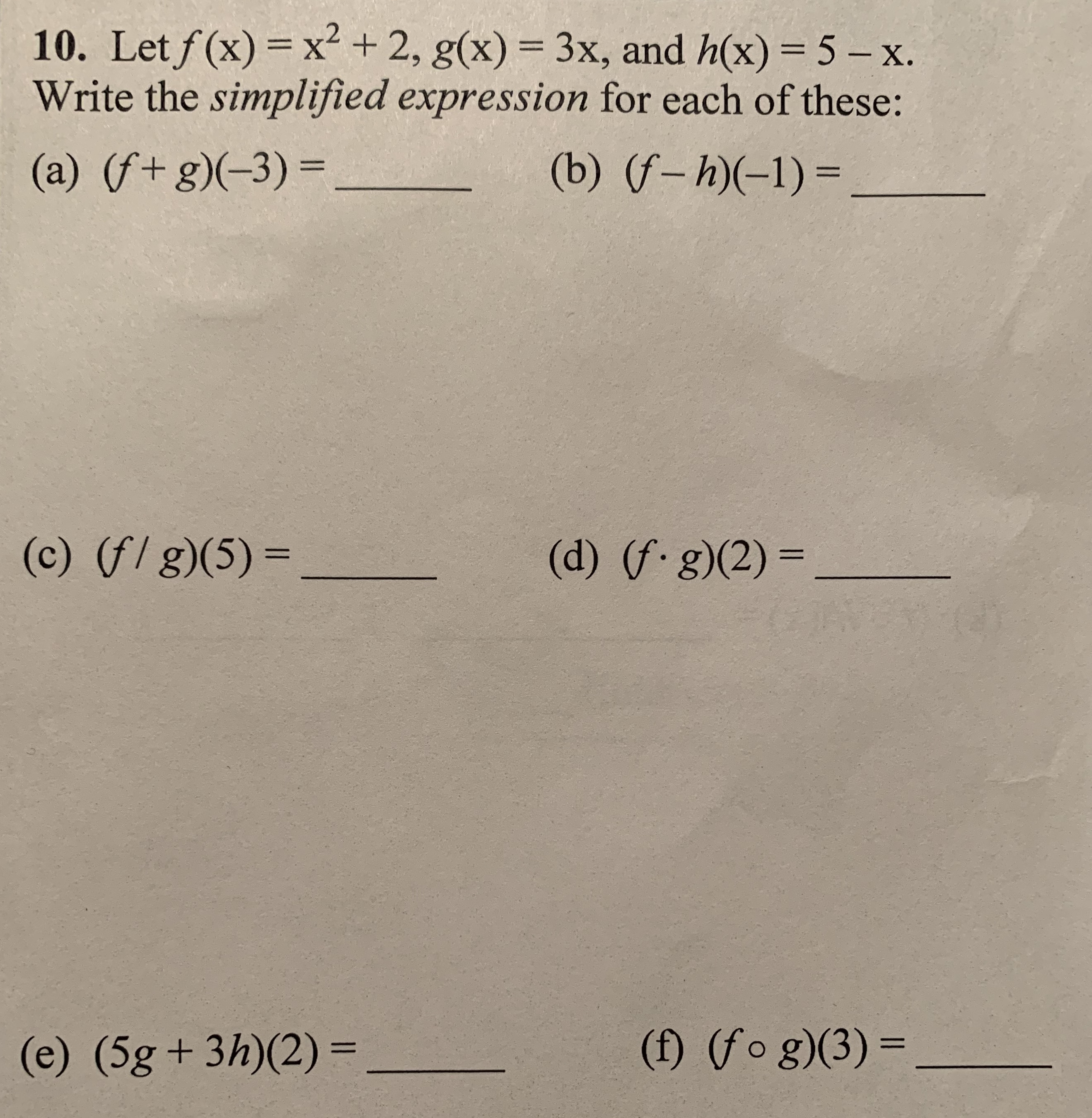 Answered 10 Let F X X 2 G X 3x And Bartleby