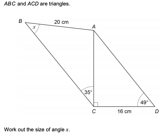 Answered: ABC and ACD are triangles. B 20 cm A… | bartleby