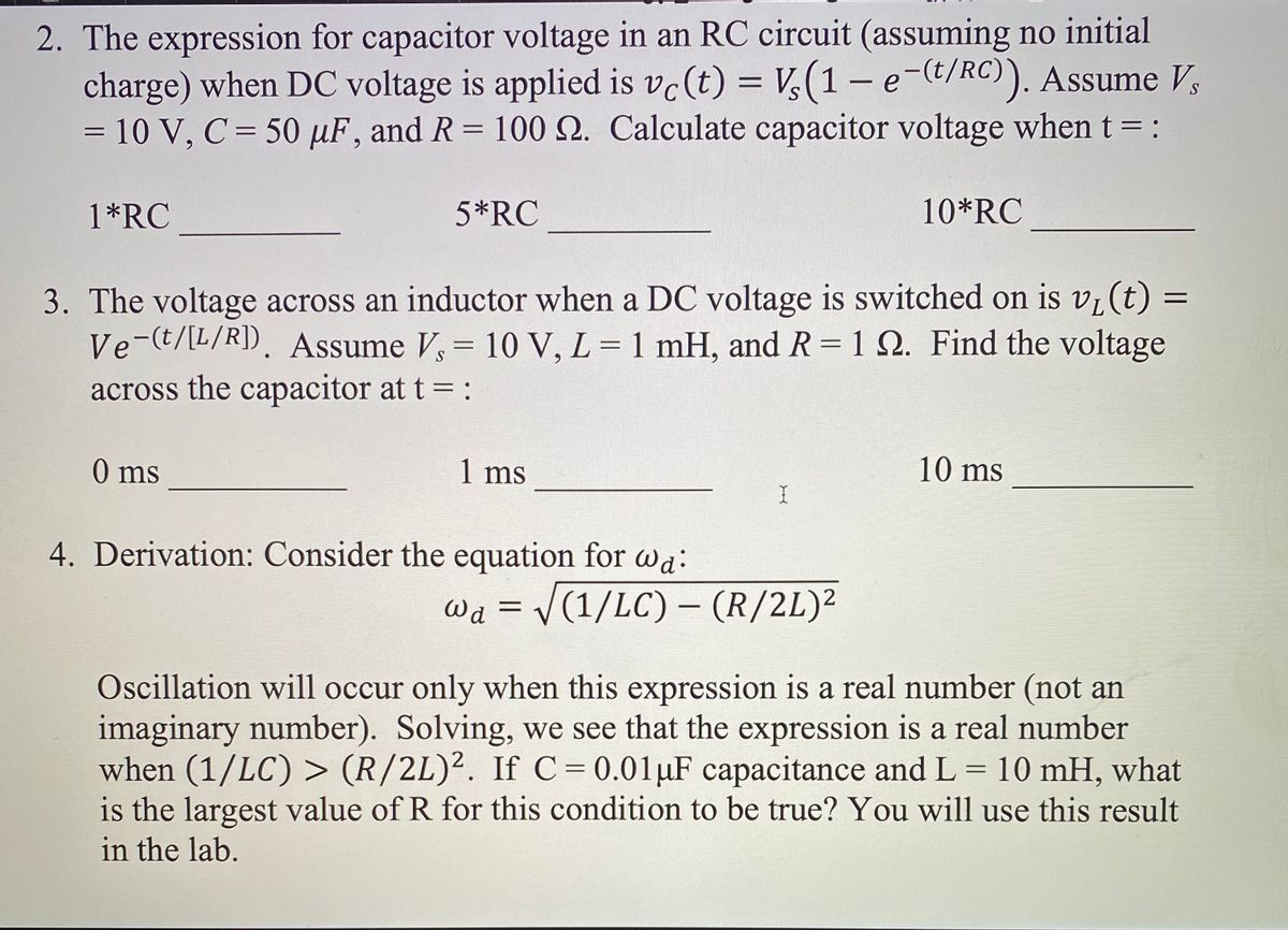 Answered 2 The Expression For Capacitor Voltage Bartleby