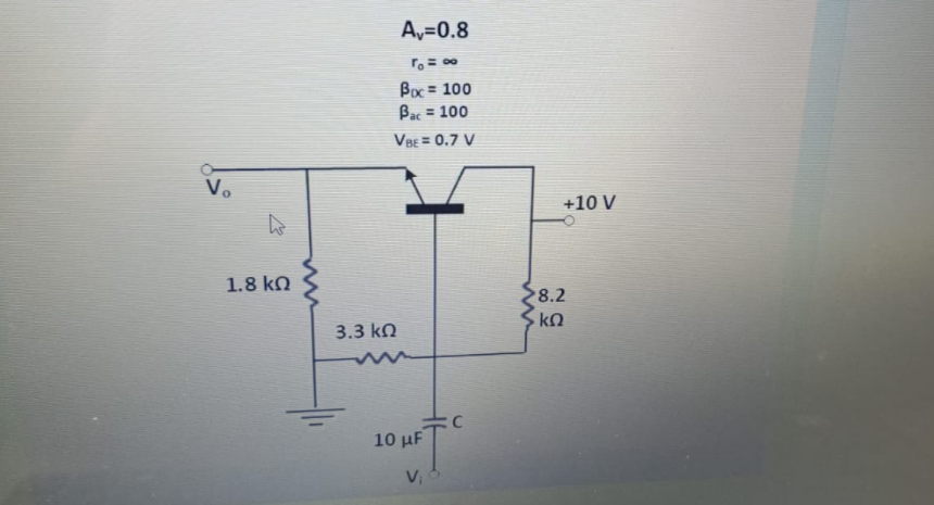 Answered: Calculate the voltage gain (Av) of the… | bartleby