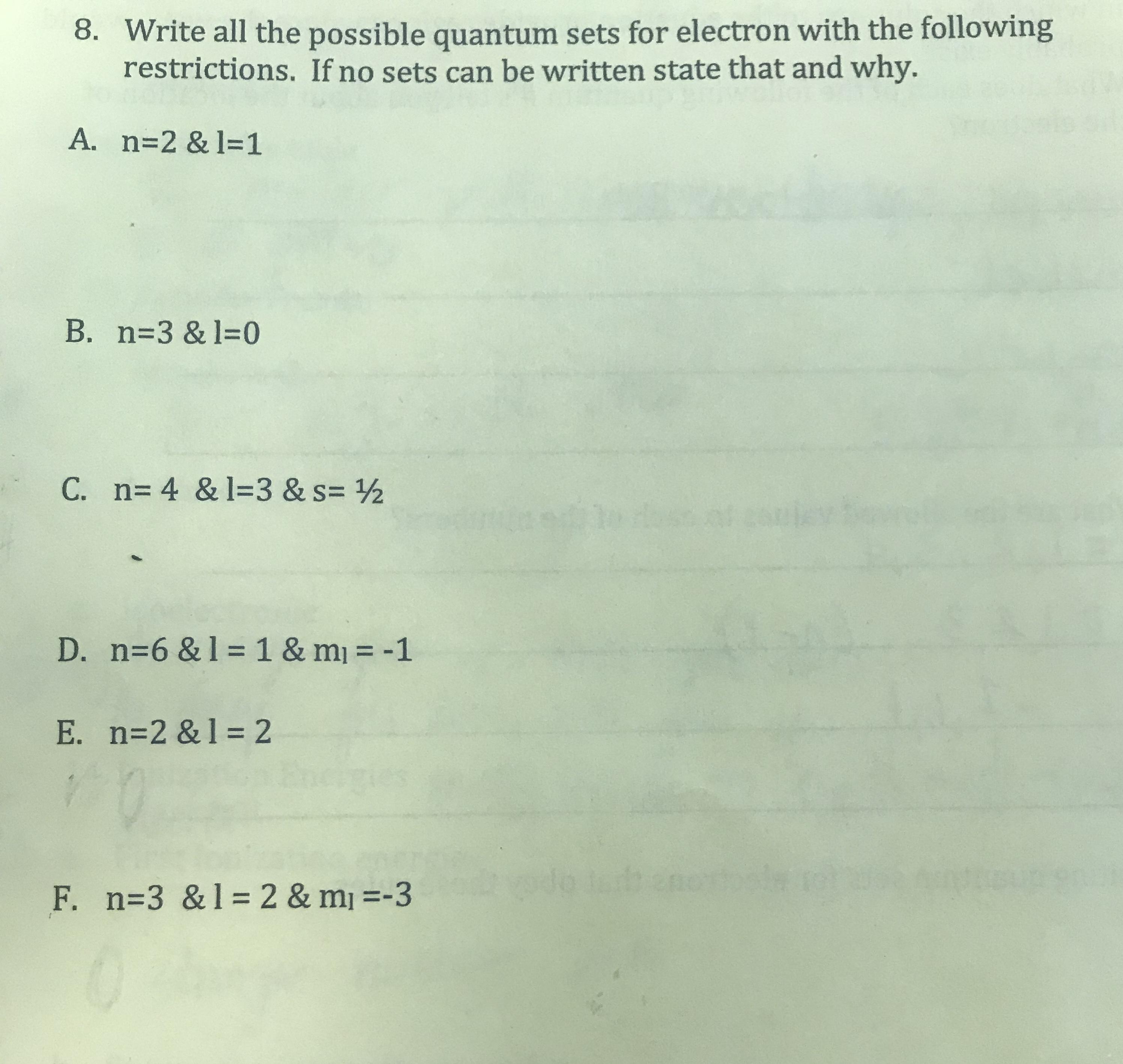 Answered 8 Write All The Possible Quantum Sets Bartleby