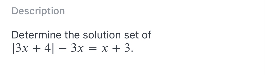 Answered: Determine the solution set of |3х + 4|… | bartleby