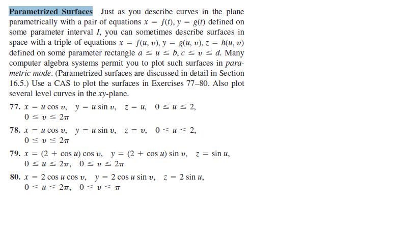 Answered Parametrized Surfaces Just As You Bartleby