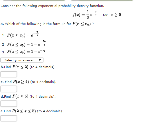 Answered Consider The Following Exponential Bartleby