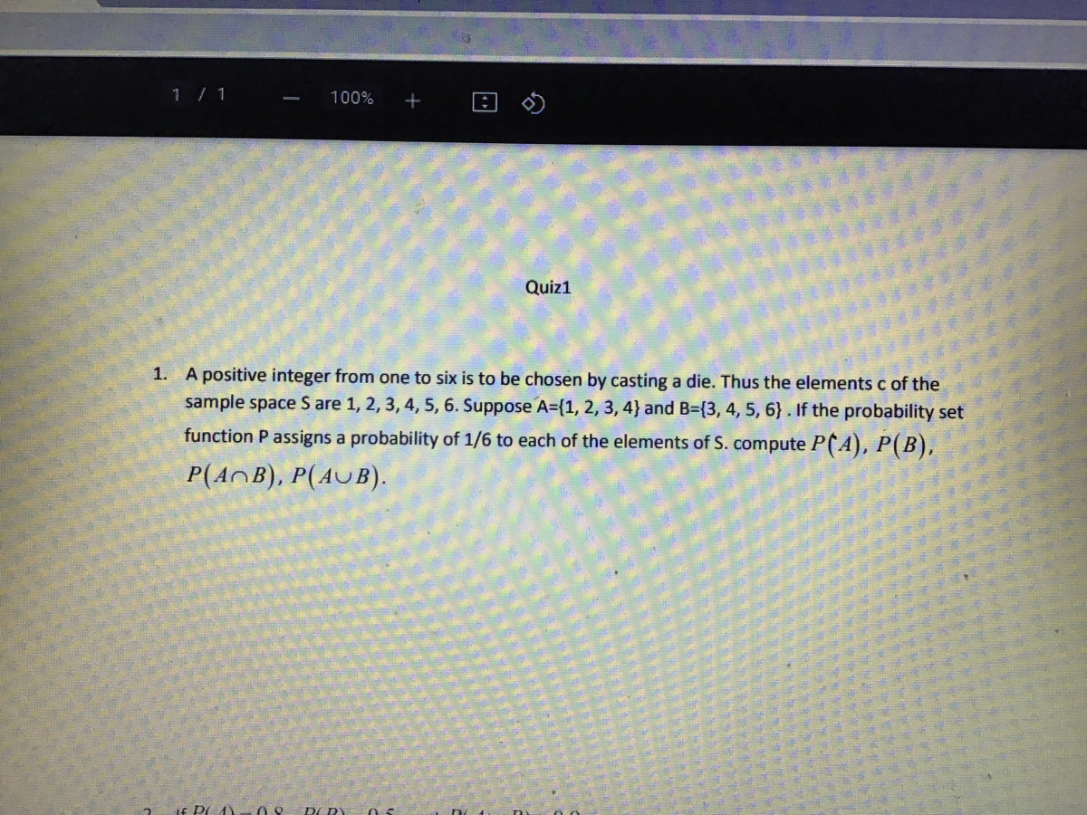 Answered 1 A Positive Integer From One To Six Bartleby