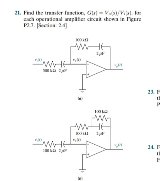 Answered 21 Find The Transfer Function G S Bartleby