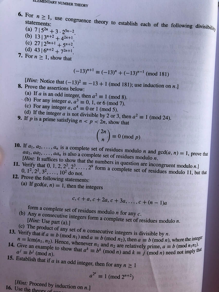 Answered Llementary Number Theory 0 For N 2 1 Bartleby