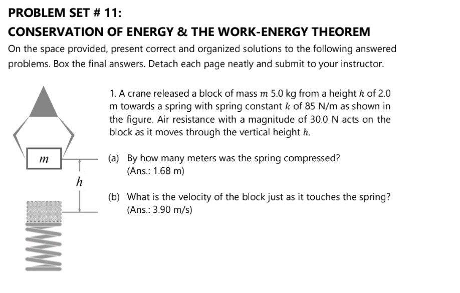 Answered: PROBLEM SET # 11: CONSERVATION OF… | Bartleby