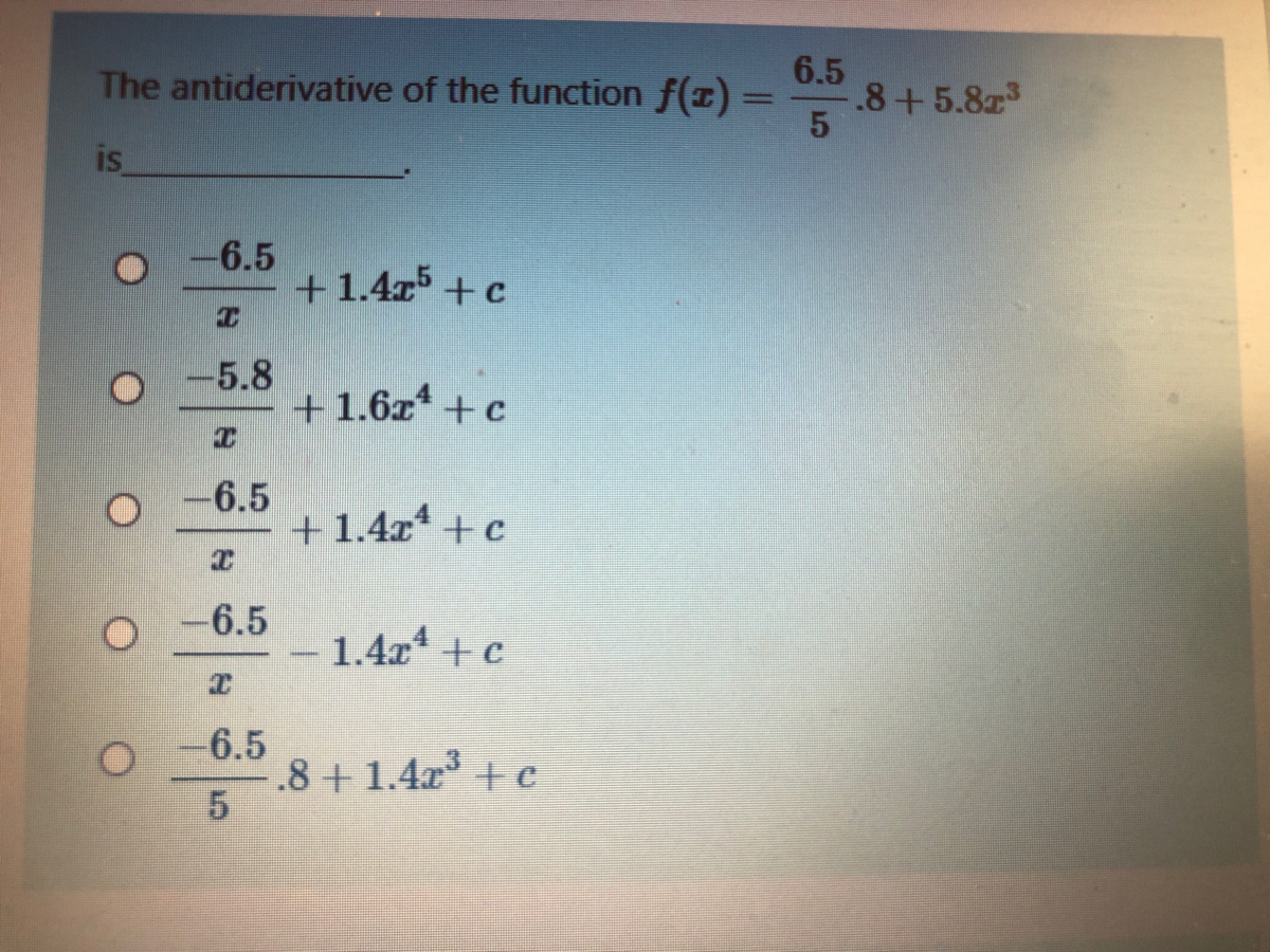 Answered 6 5 8 5 8z 5 The Antiderivative Of The Bartleby