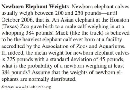 Answered: Newborn Elephant Weights Newborn… | bartleby