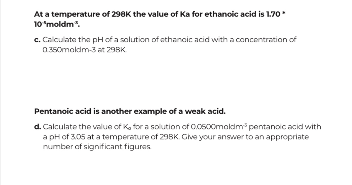 Ethanoic acid ph