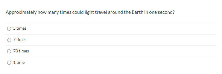 how many times can light travel around the earth in one second