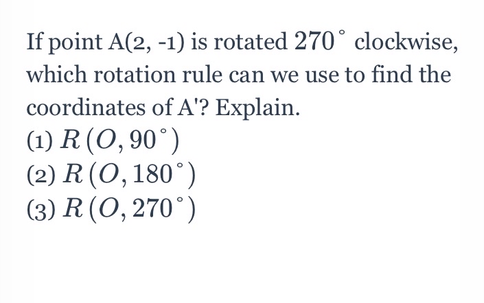 rule for a 270 rotation clockwise geometry