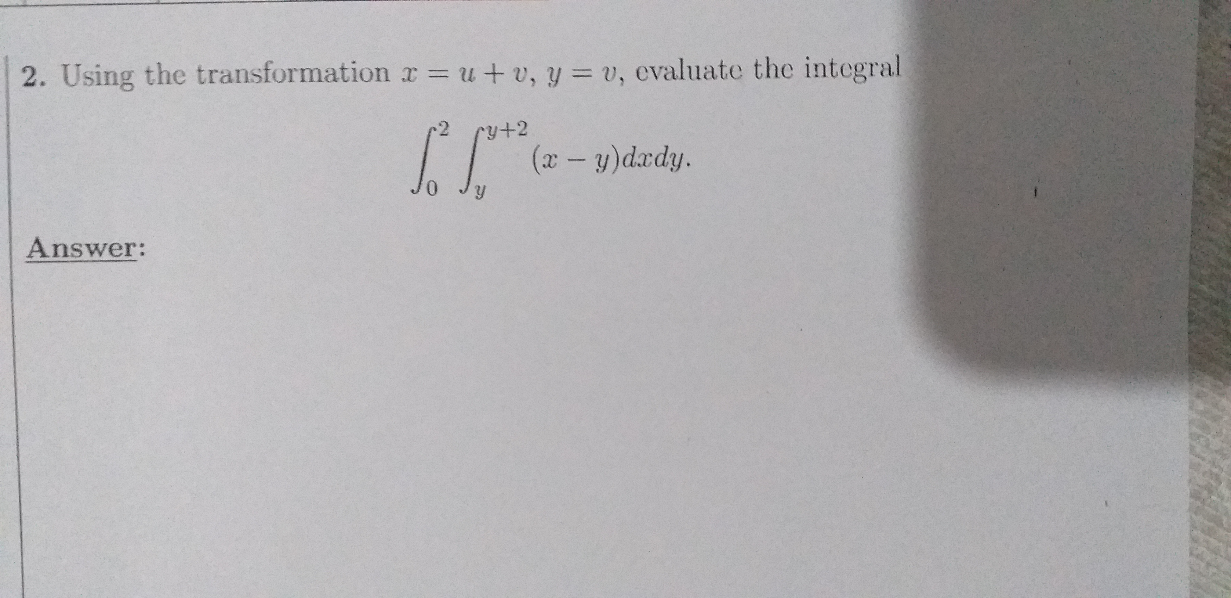 Answered Using The Transformation R U V Y Bartleby