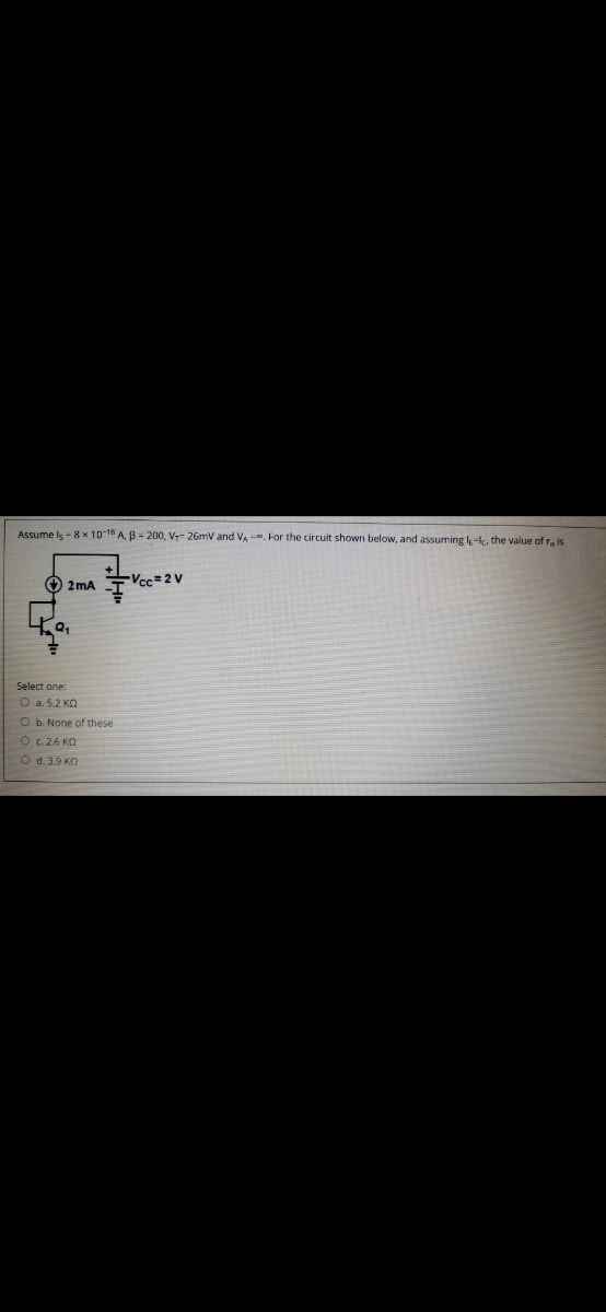 Answered Assume Is 8 X 1016 Ab 0 V 26mv Bartleby